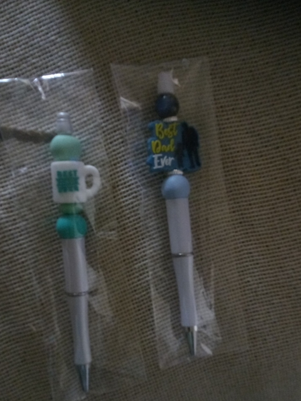 Best Dad Ever & Coffee Theme Party Pens - Blue and Teal 2 Piece